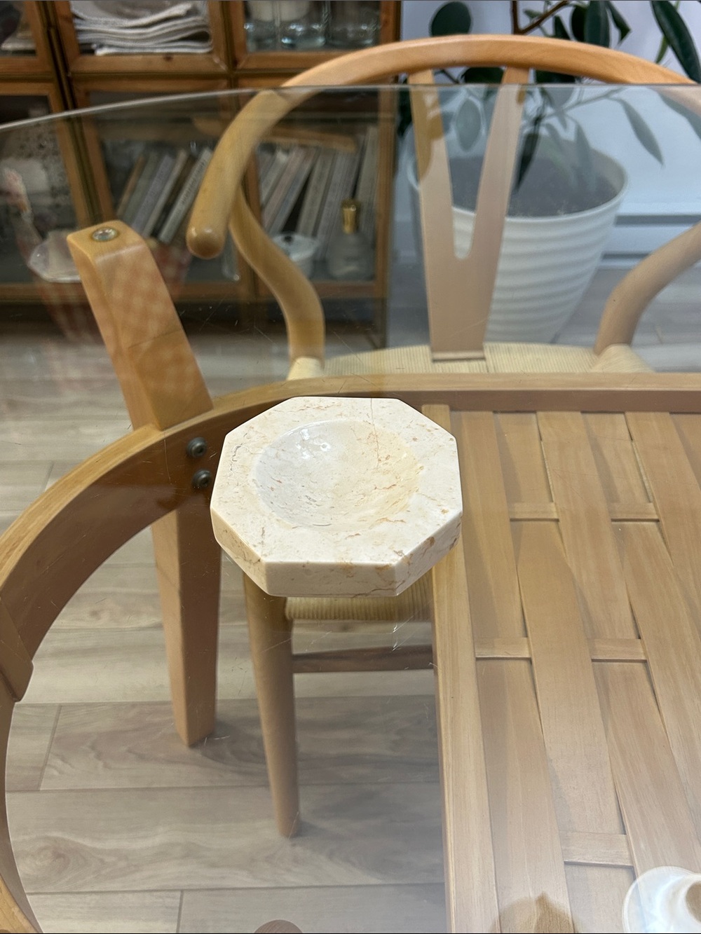 Octagonal Marble Trinket Dish - Cream